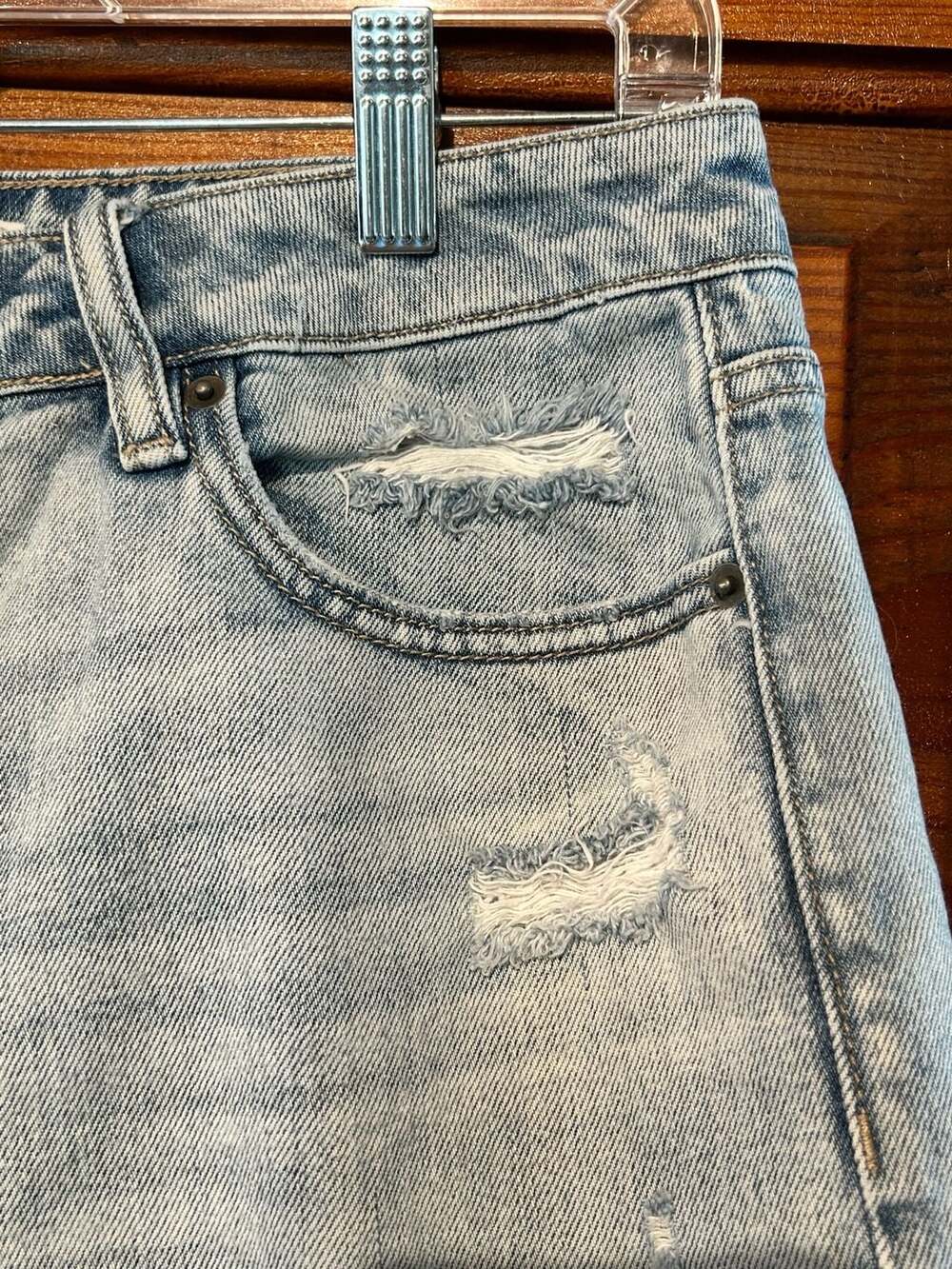 Hidden Jeans High Rise Distressed Button Fly Denim Shorts - Picture 3 of 8